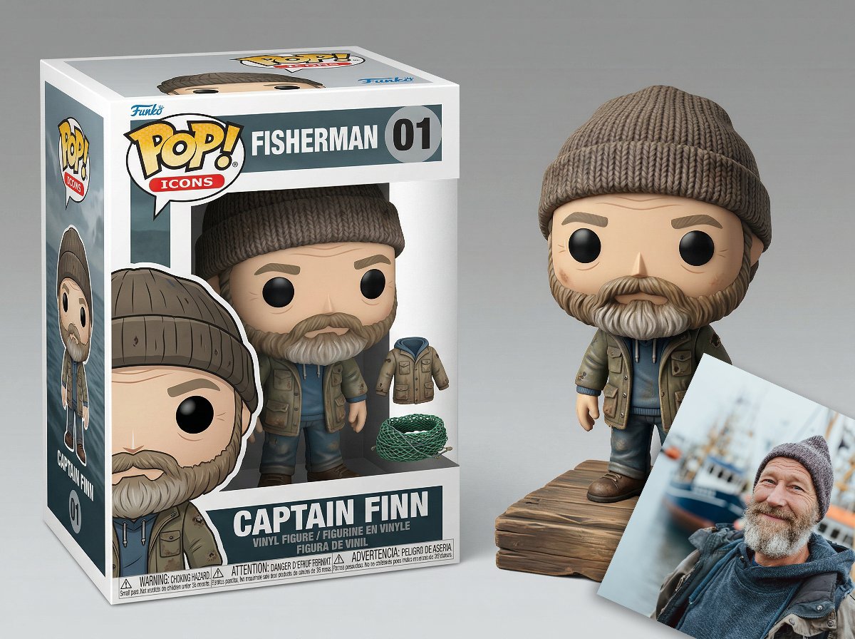 Isometric Luxury Product Showcase of a Vinyl Collectible Figure
