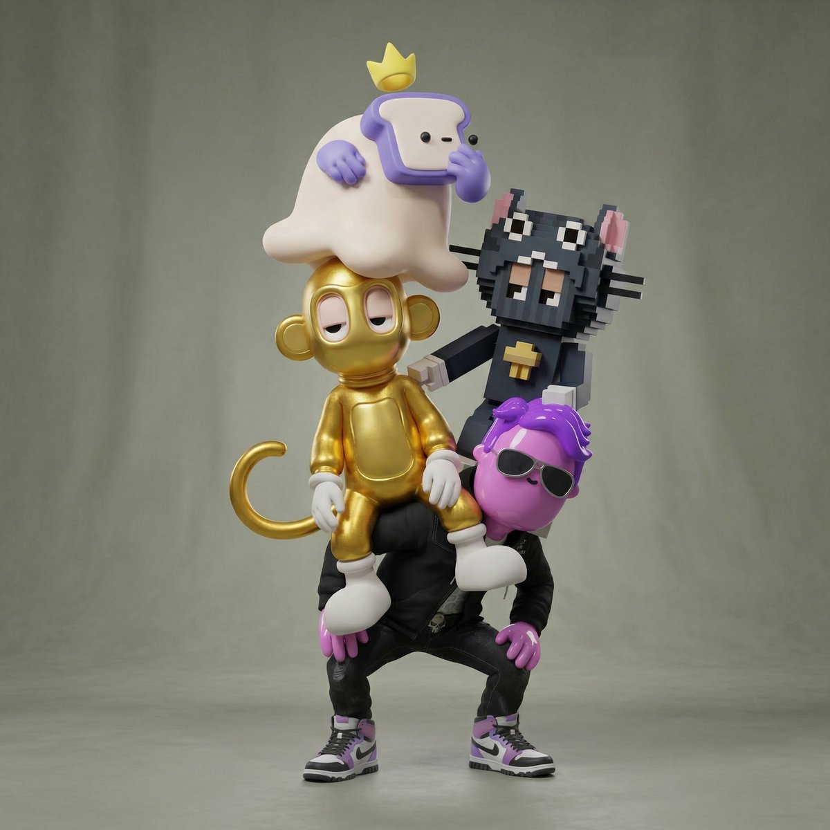 Awkward Stacked NFT Family Portrait — example 1