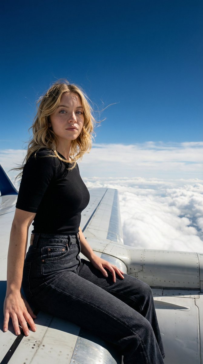Ultra-Realistic Cinematic Photo of Woman Sitting on an Airplane — example 3