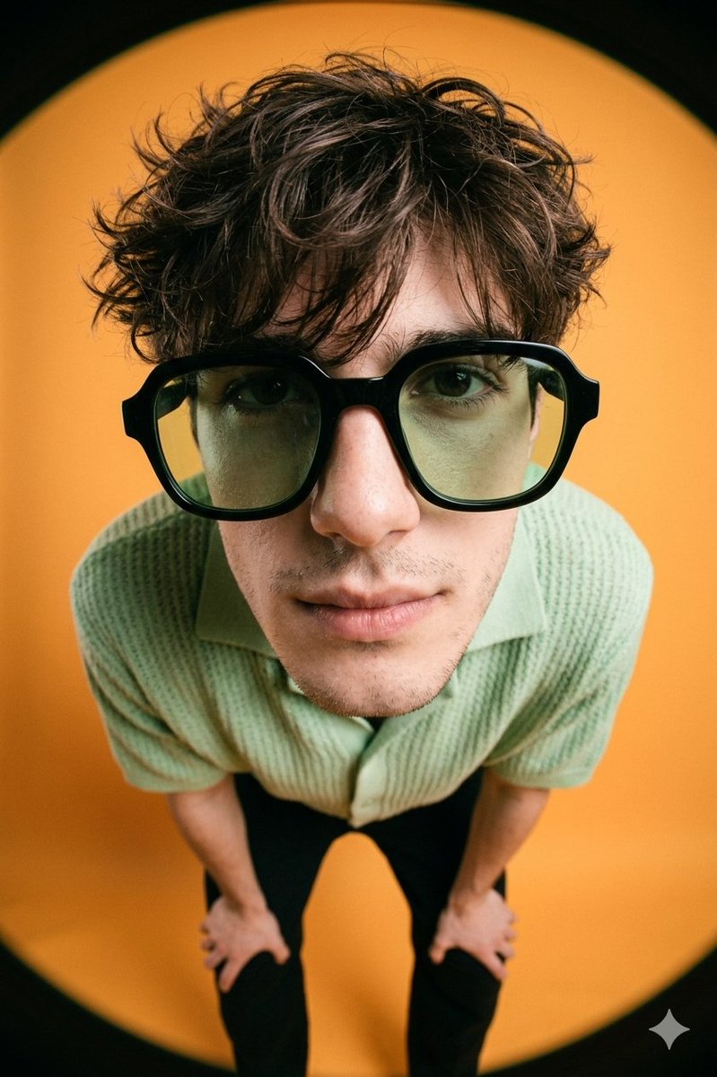 High-Fashion Editorial Image with Exaggerated Fisheye Distortion