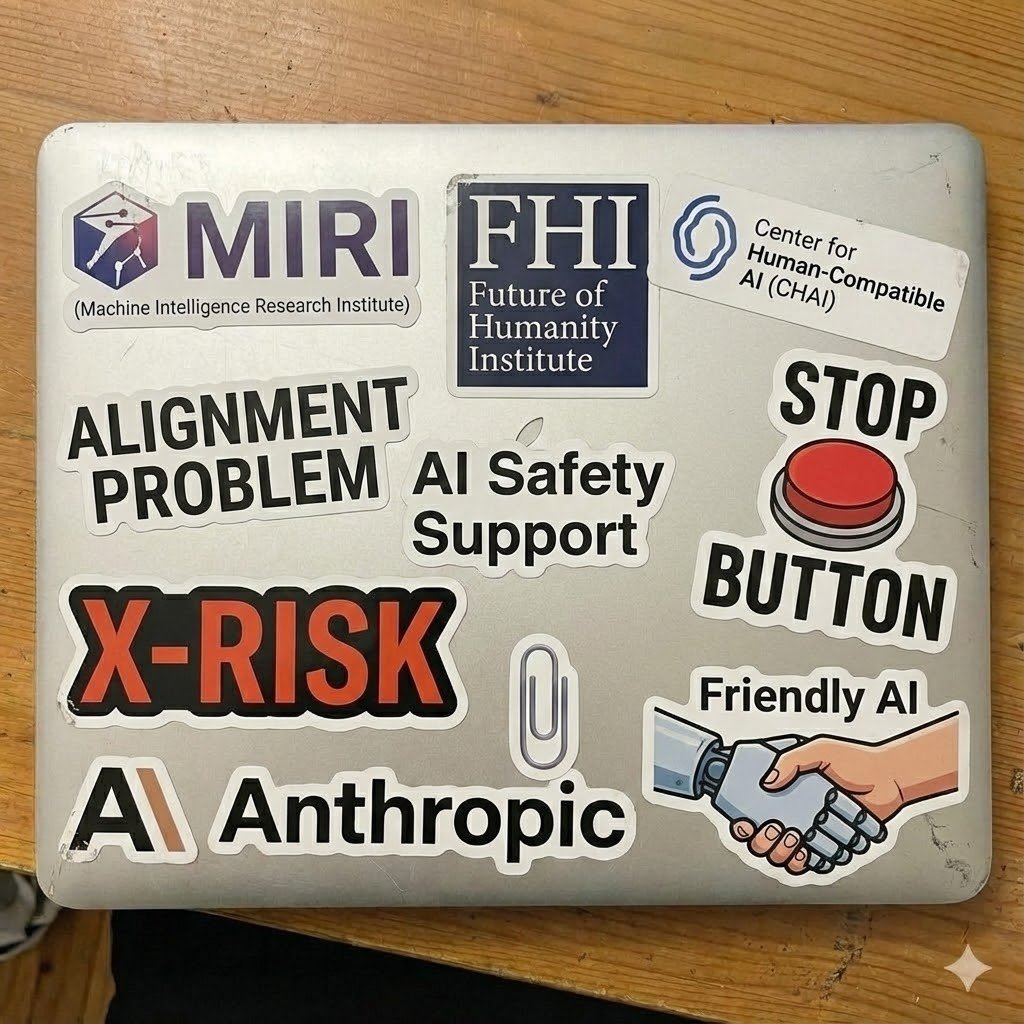 Make laptop look owned by AI safety person — example 1