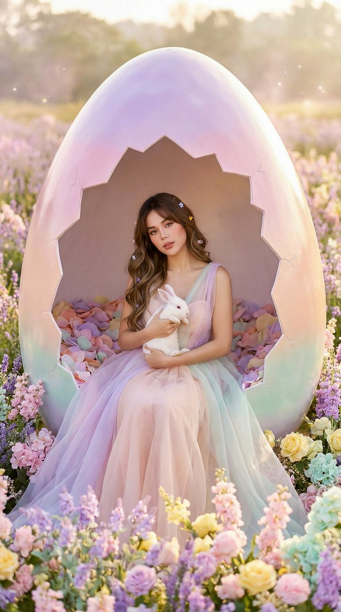 Easter Egg Edition: Monumental Egg with Seated Subject — example 1