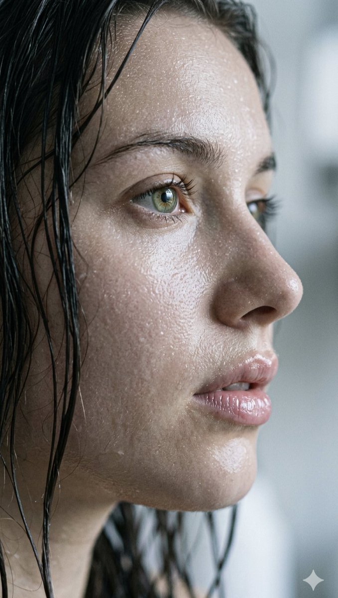 Extreme Close-up Portrait with Glistening Skin — example 1