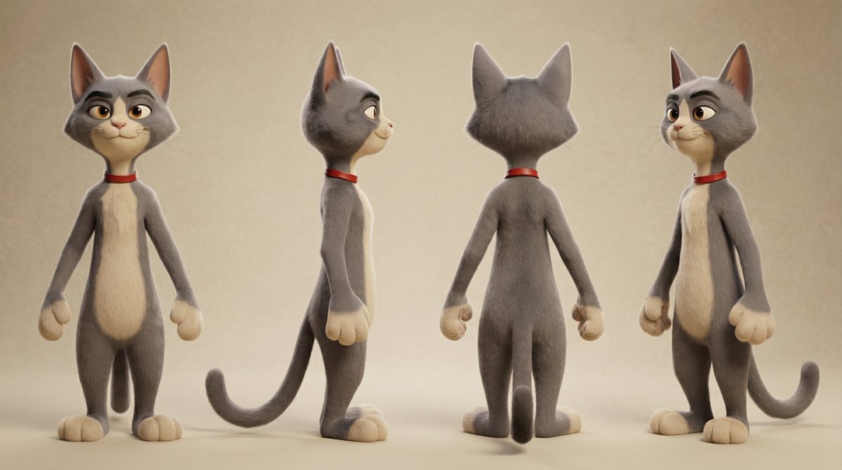Action Pose Sheet for Cat — example 3