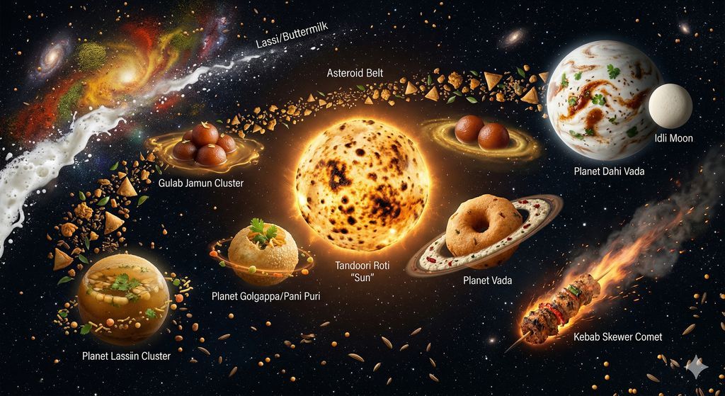 The Food Galaxy: Cosmic Indian Street Food Solar System