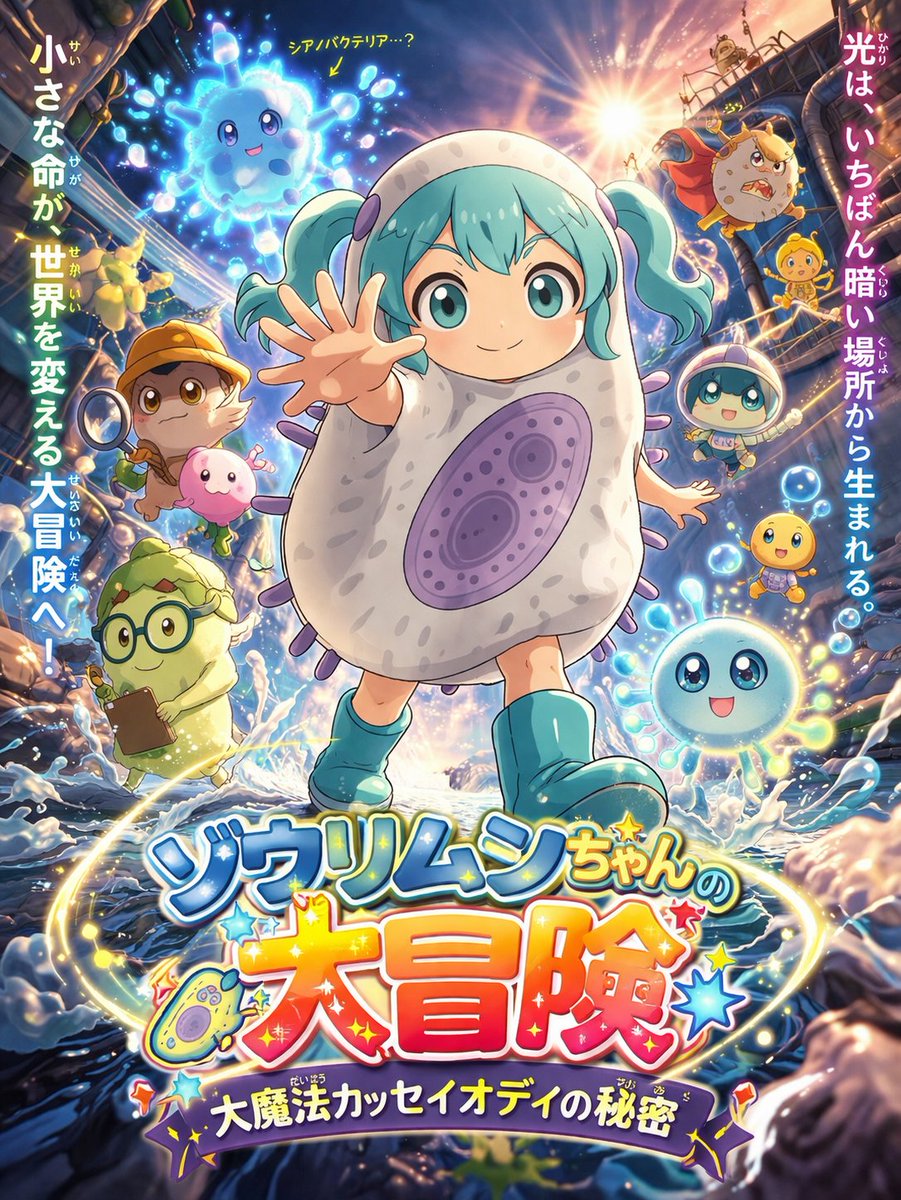 Anime Movie Poster for a Paramecium Character — example 1