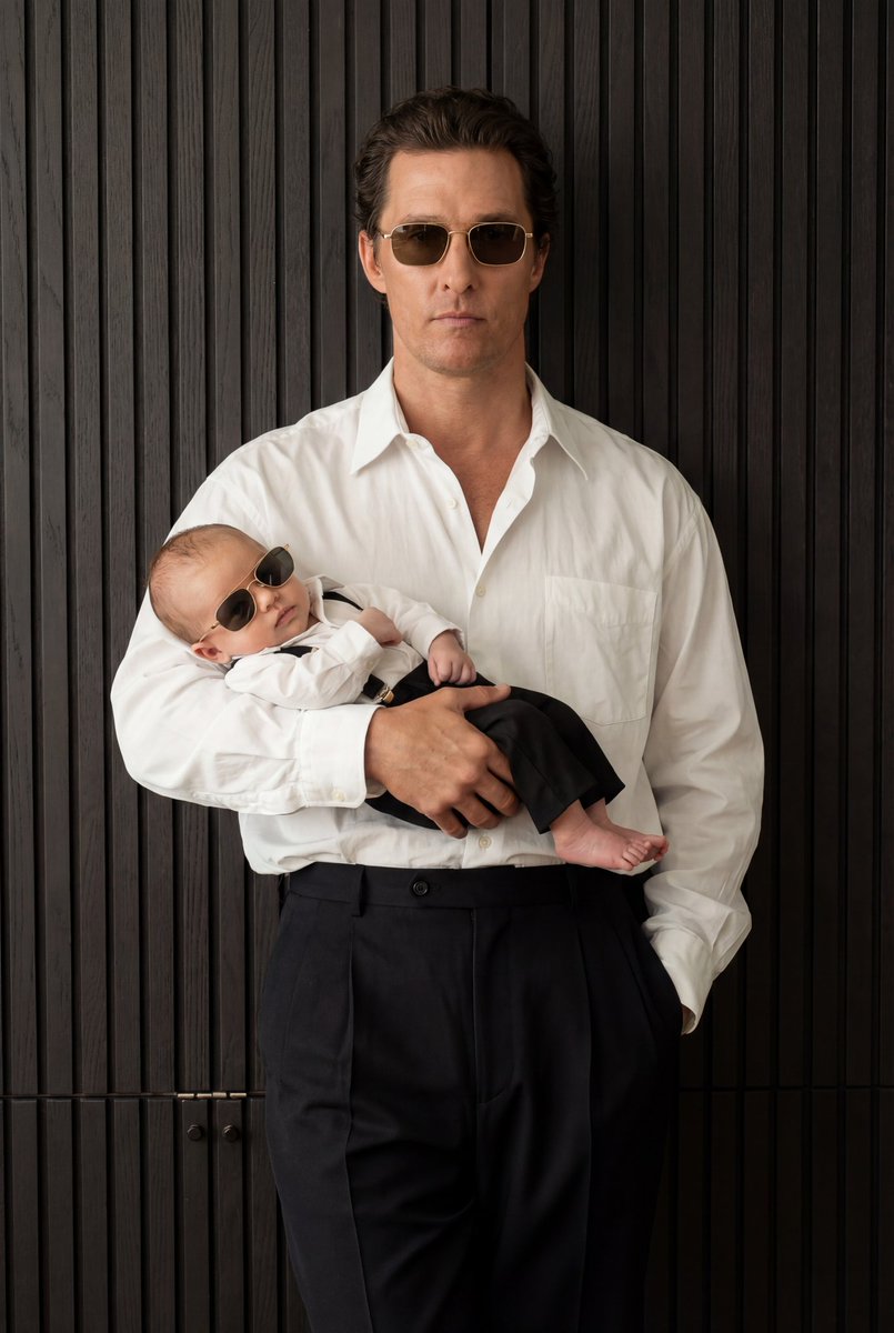 Ultra-Realistic 90s Old-Money Father and Baby Portrait — example 4