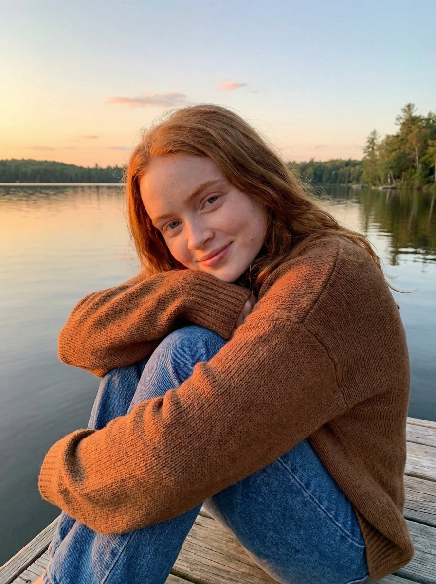 Golden Hour Sunset Portrait on a Lakeside Dock — example 4