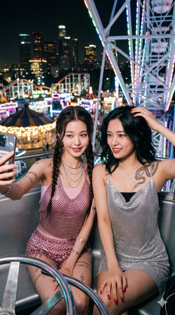 Photorealistic Night Selfie on a Ferris Wheel — example 1