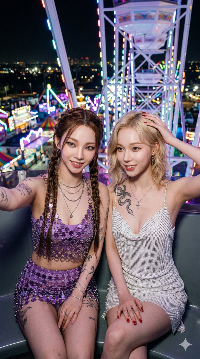Photorealistic Night Selfie on a Ferris Wheel — example 2