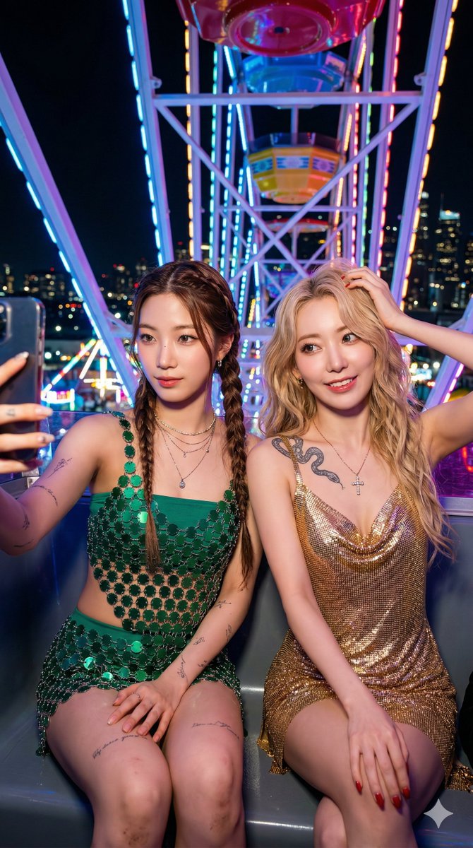 Photorealistic Night Selfie on a Ferris Wheel — example 3