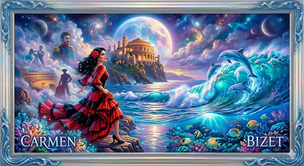 Image generation prompt for Carmen in a Kinkade style — example 1