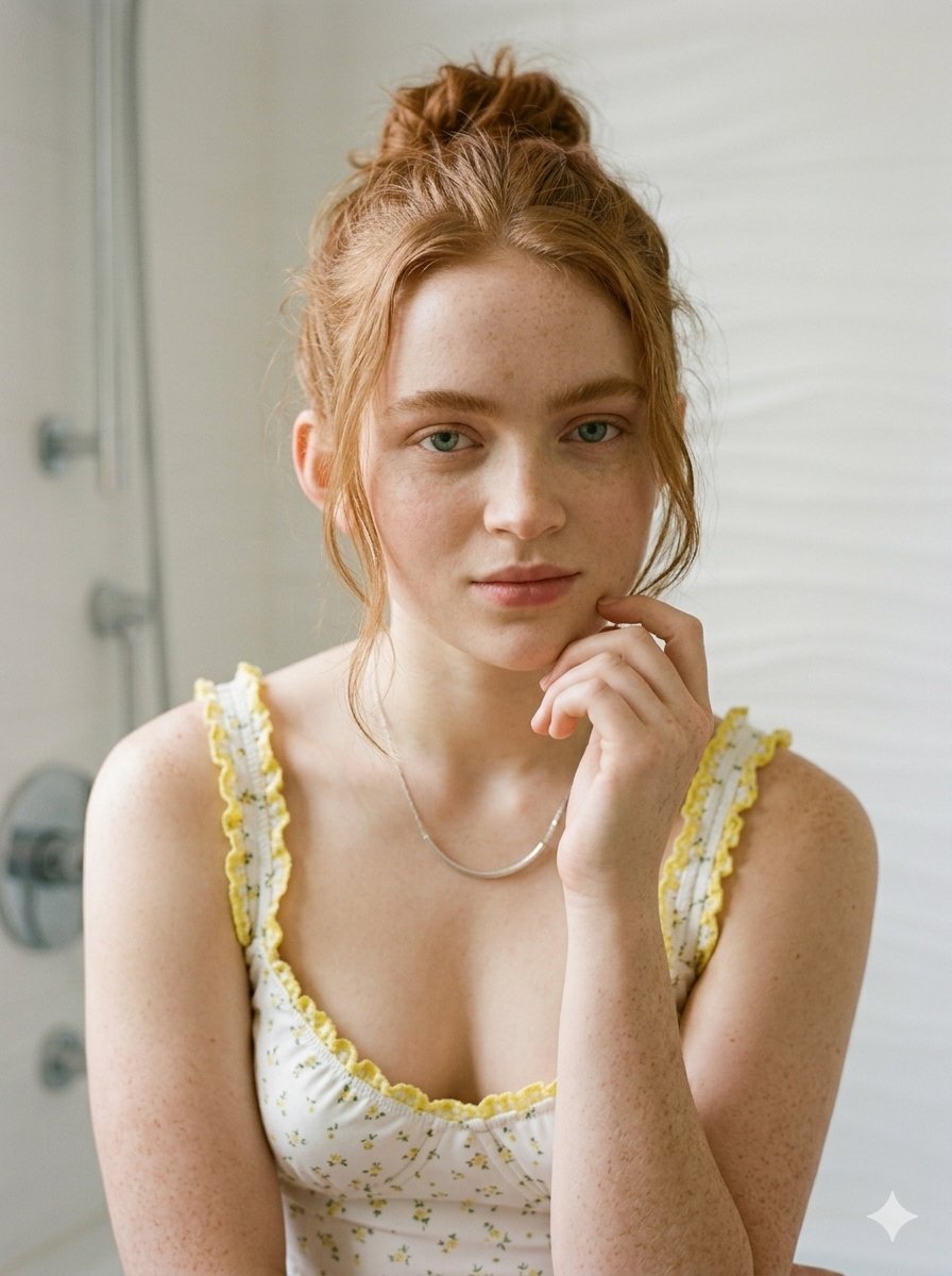 Sadie Sink Bath Time Editorial Portrait Prompt — example 1