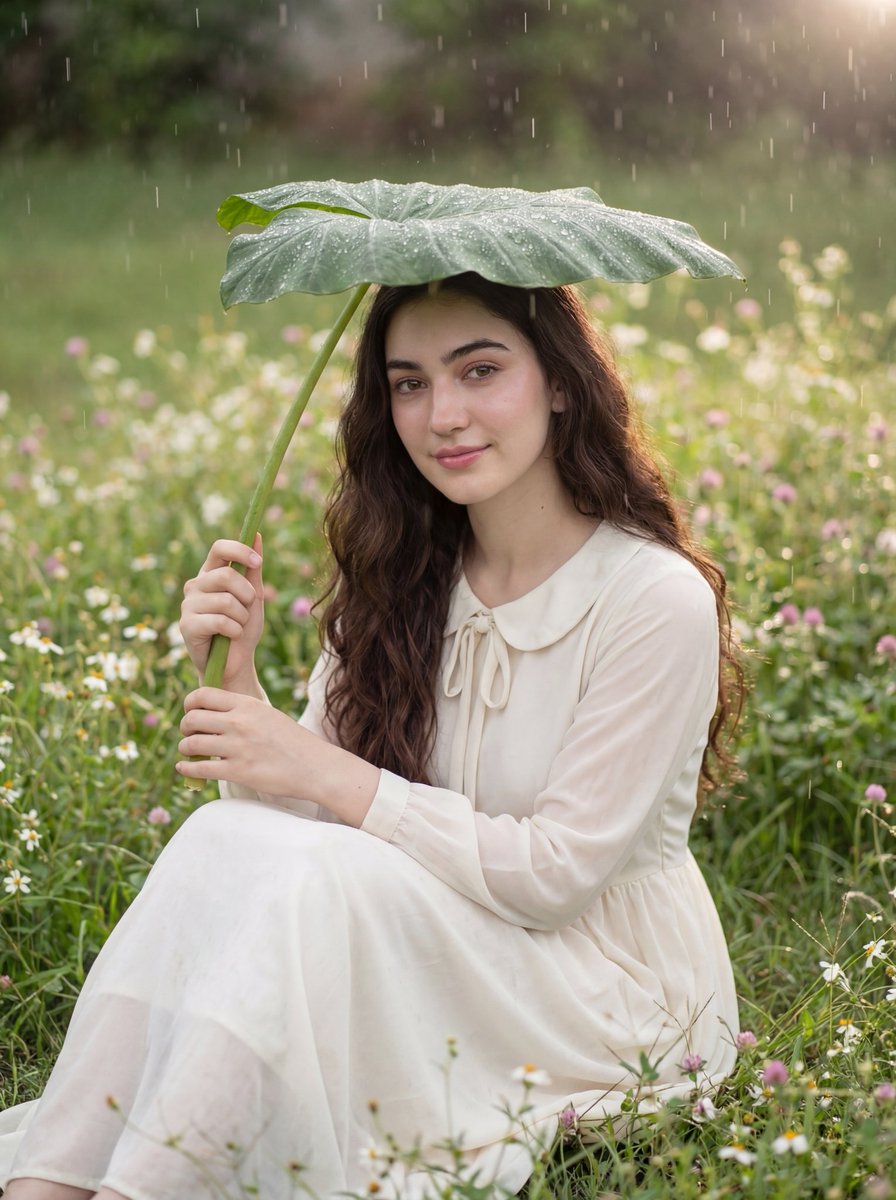 Realistic Portrait of a Woman in a Garden — example 1