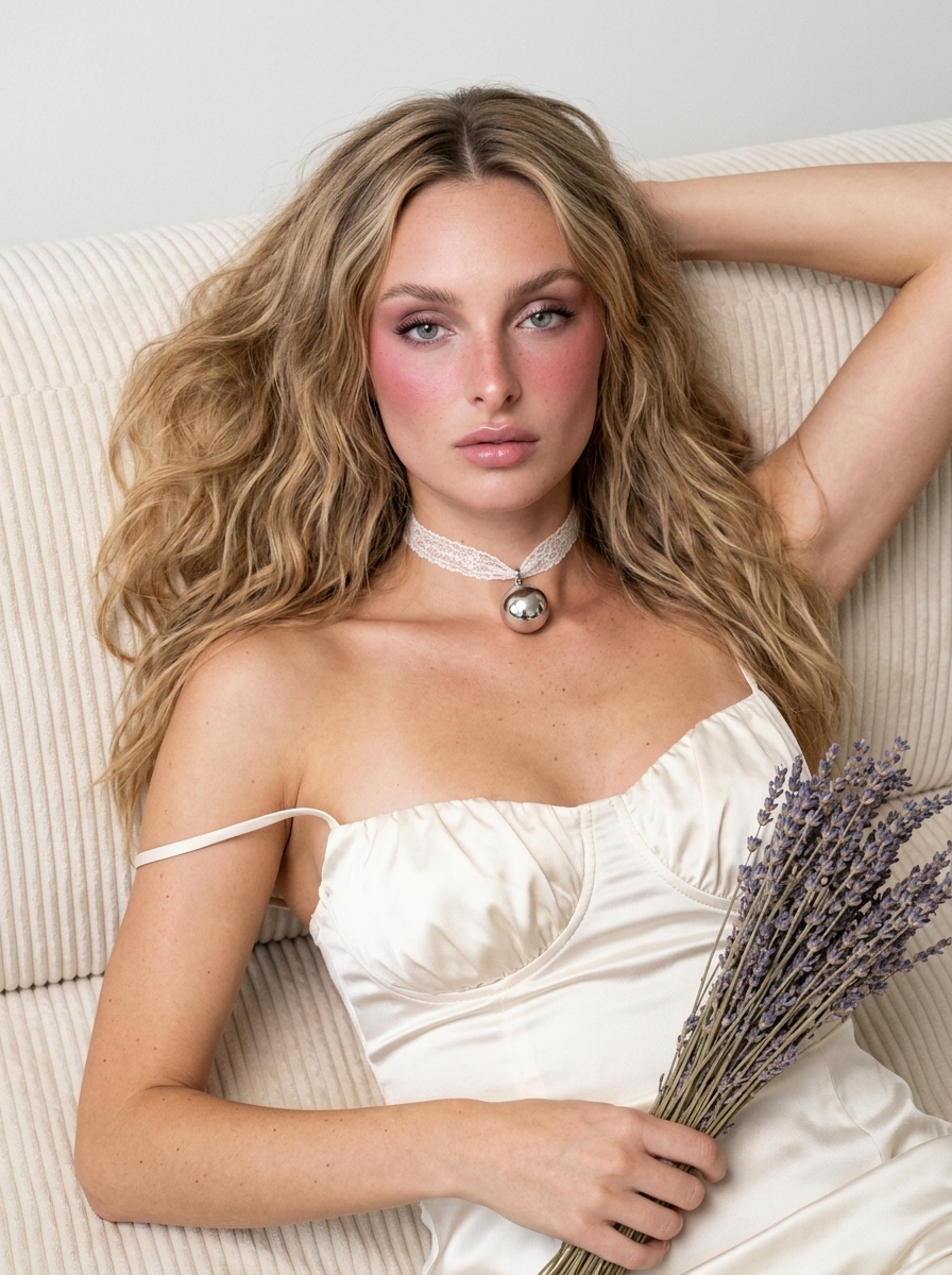 Dreamy Silk-Satin Portrait with Dried Flowers — example 3
