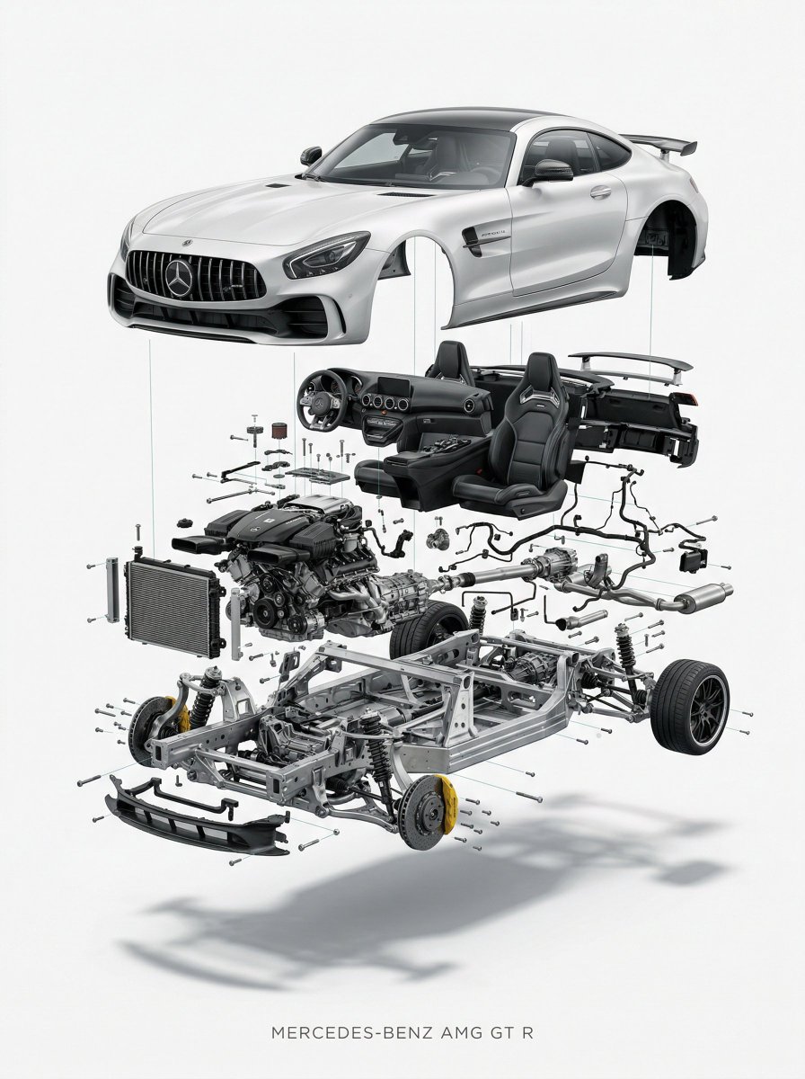 Exploded View Car Advertisement — example 2