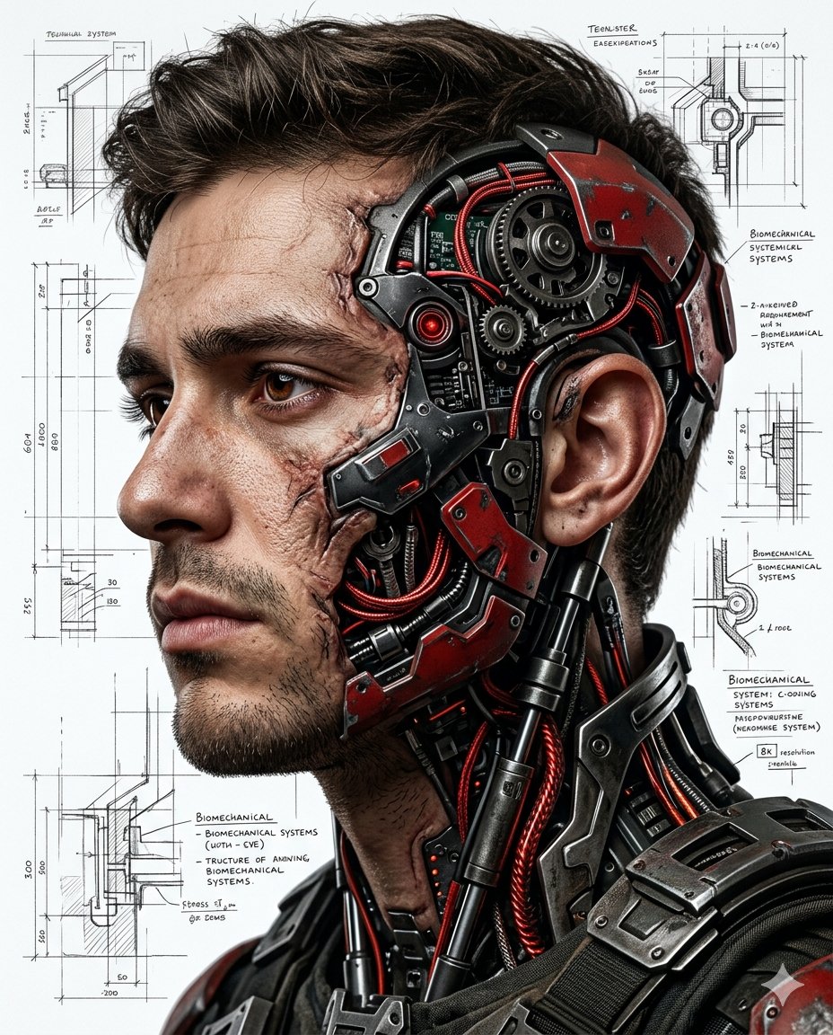 Hyper-realistic Cyborg Side Profile — example 1