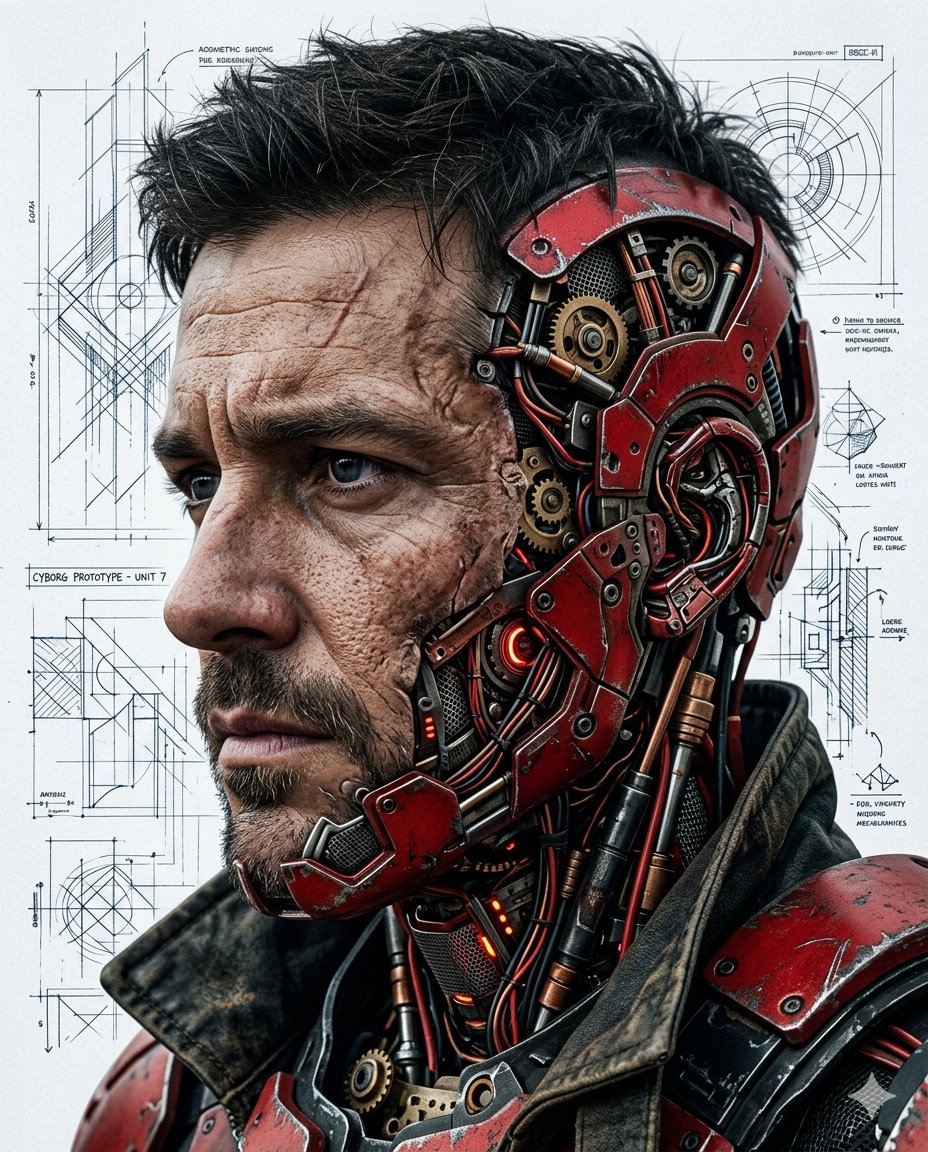 Hyper-realistic Cyborg Side Profile — example 2