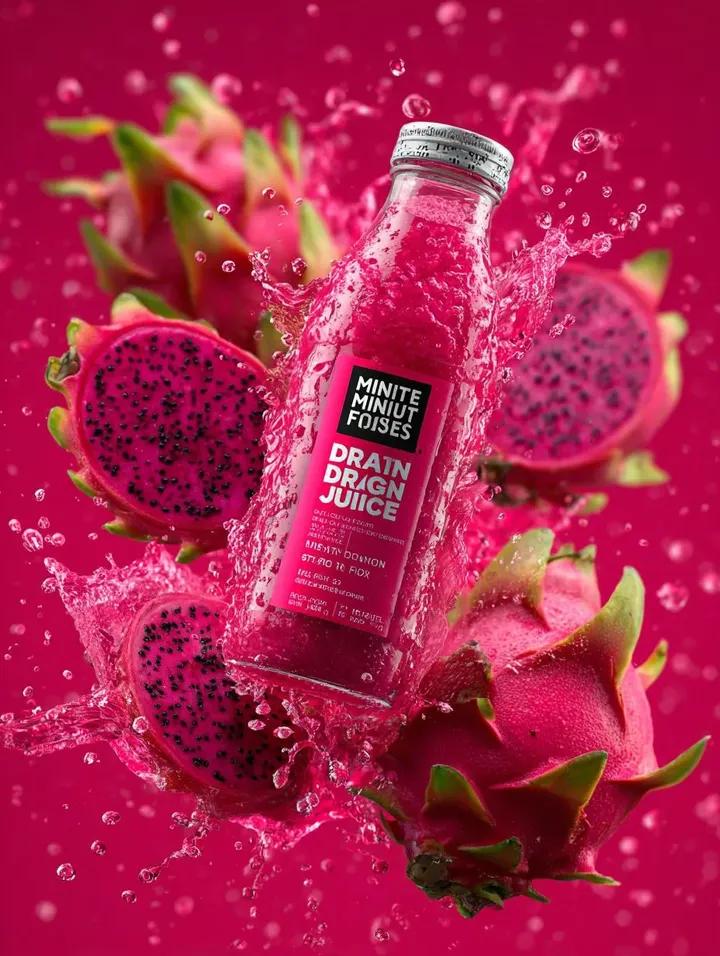 Explosive Dragon Fruit Juice Photography — example 1