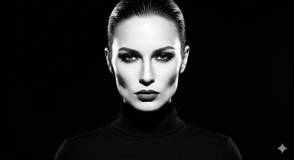 High-Contrast Fashion Studio Portrait — example 1
