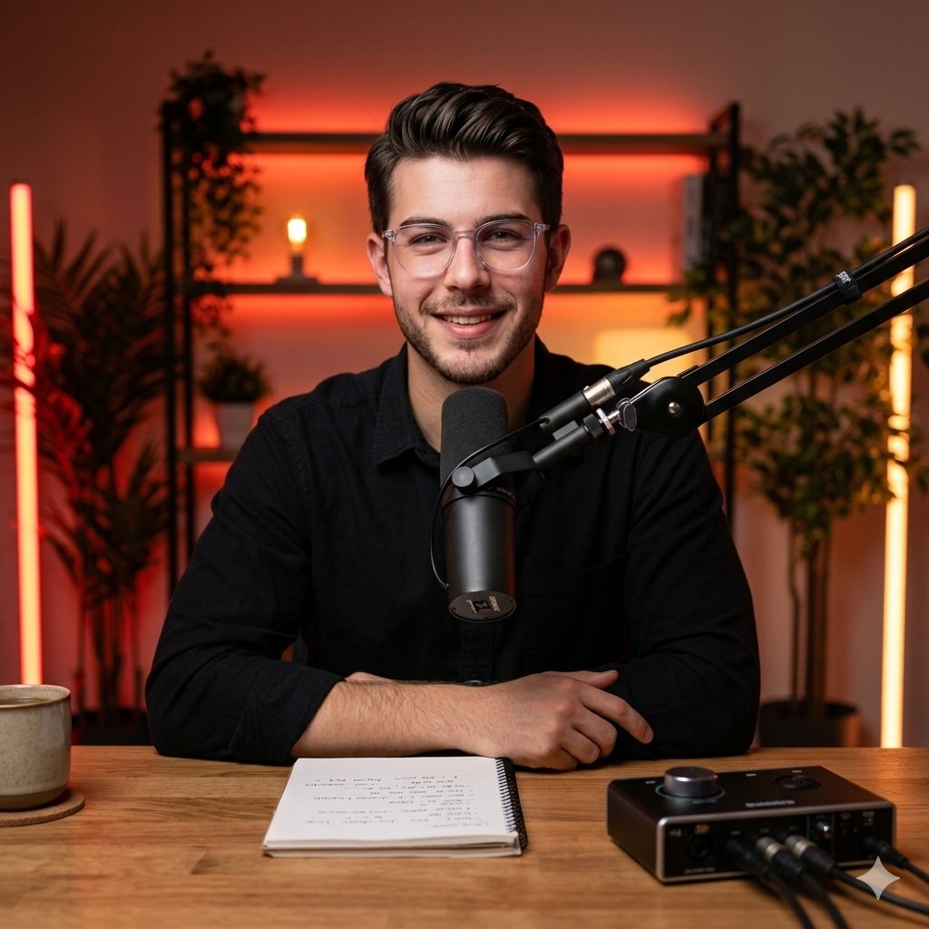 Cinematic Podcast Studio Portrait — example 1