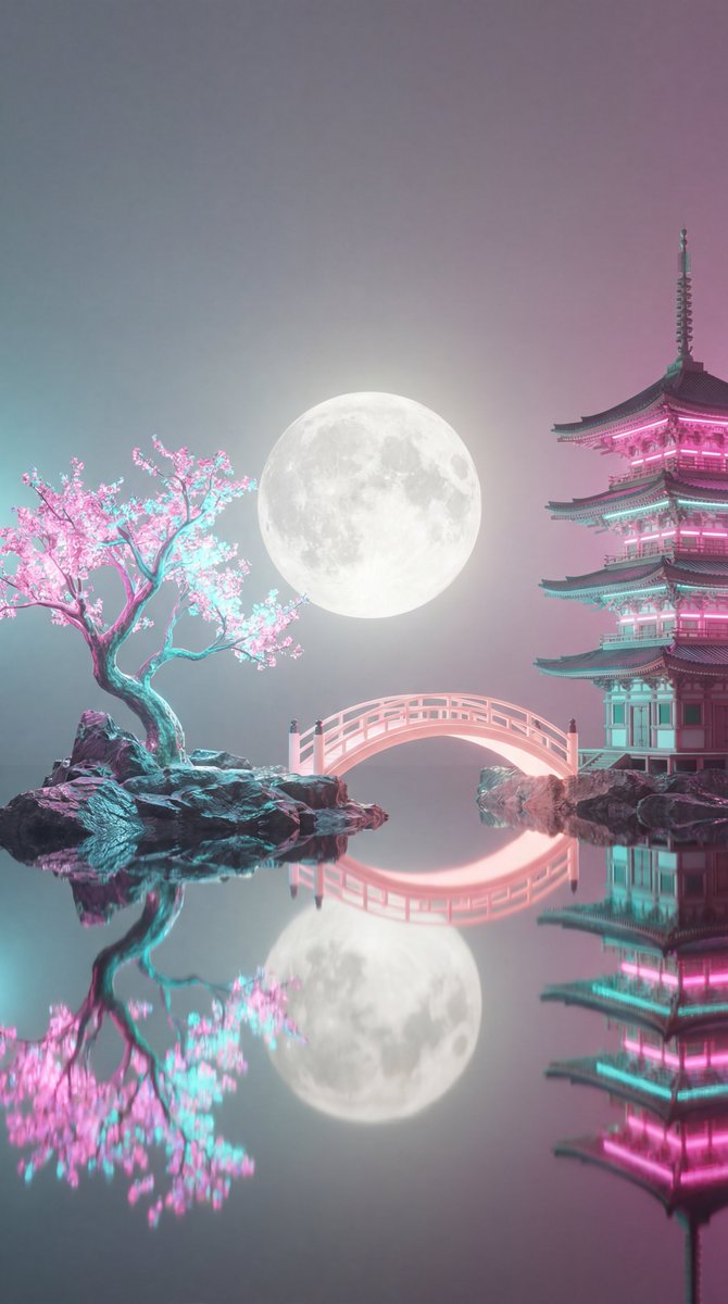 Surreal Vaporwave Night Landscape — example 1