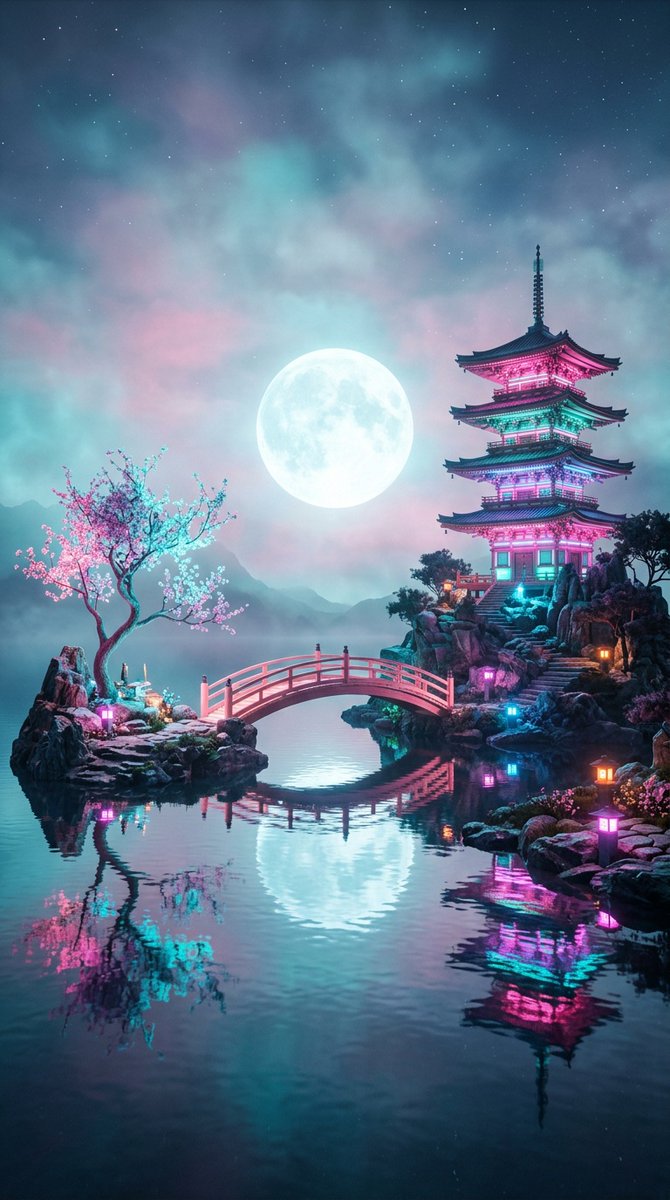 Surreal Vaporwave Night Landscape — example 2