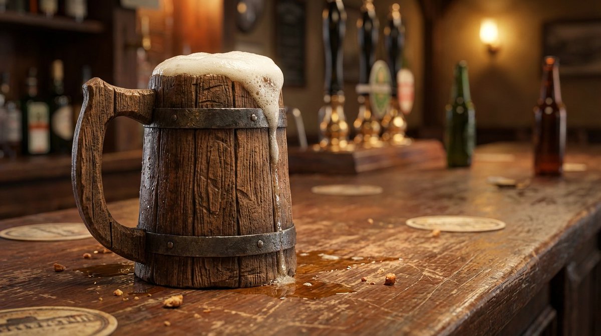 Wooden Beer Mug Render — example 1