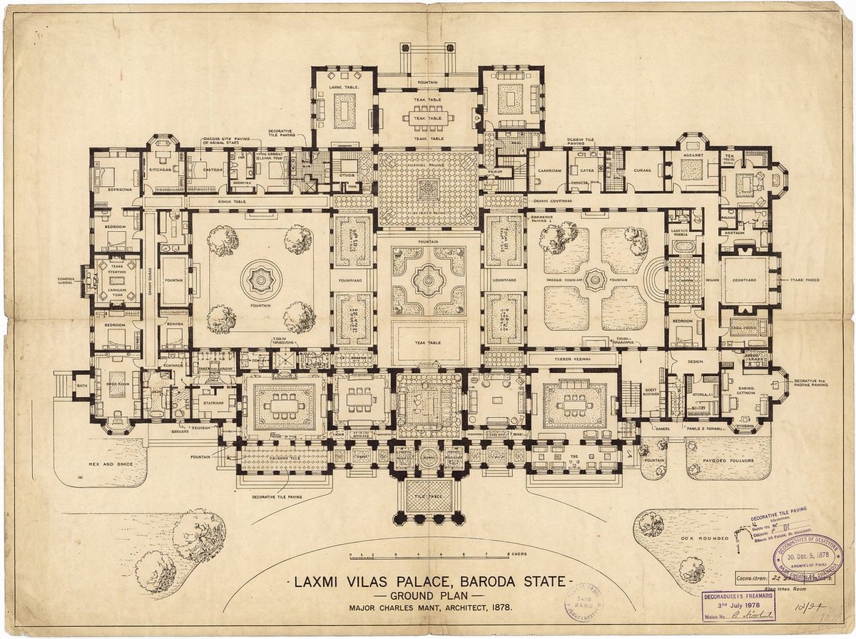 Generate detailed construction plan of Laxmi Vilas Palace from image — example 1