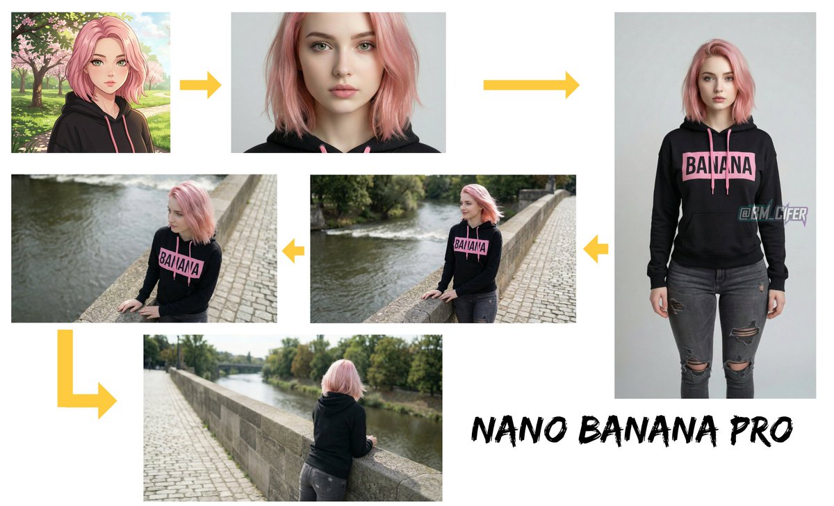 Opposite camera view of anime girl by the river — example 1