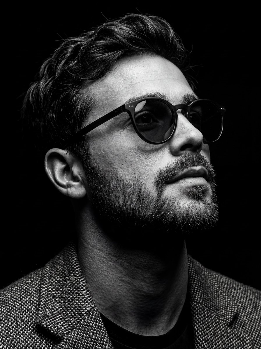 B&W Chiaroscuro Portrait — example 1