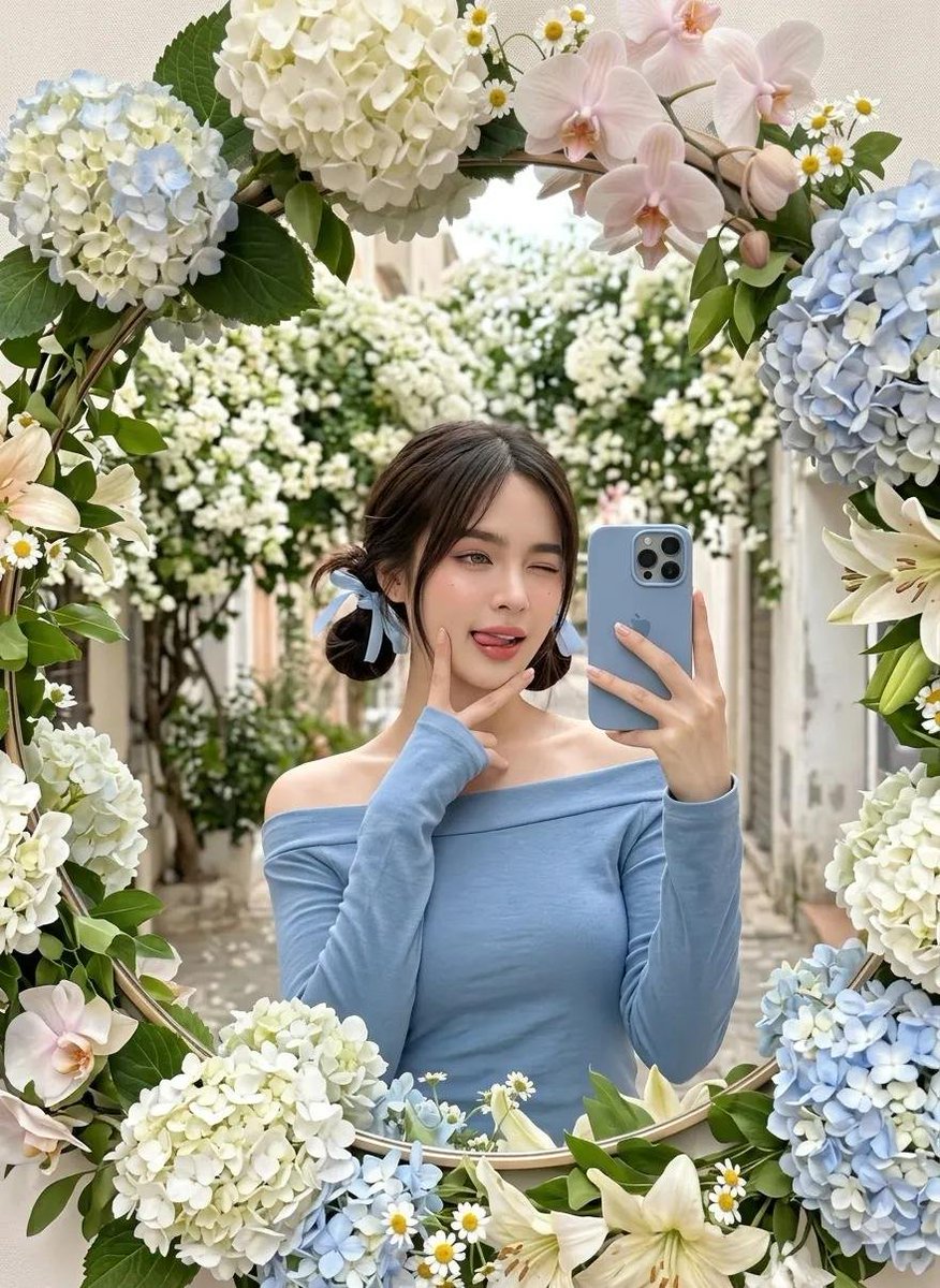 Floral Mirror Selfie — example 1