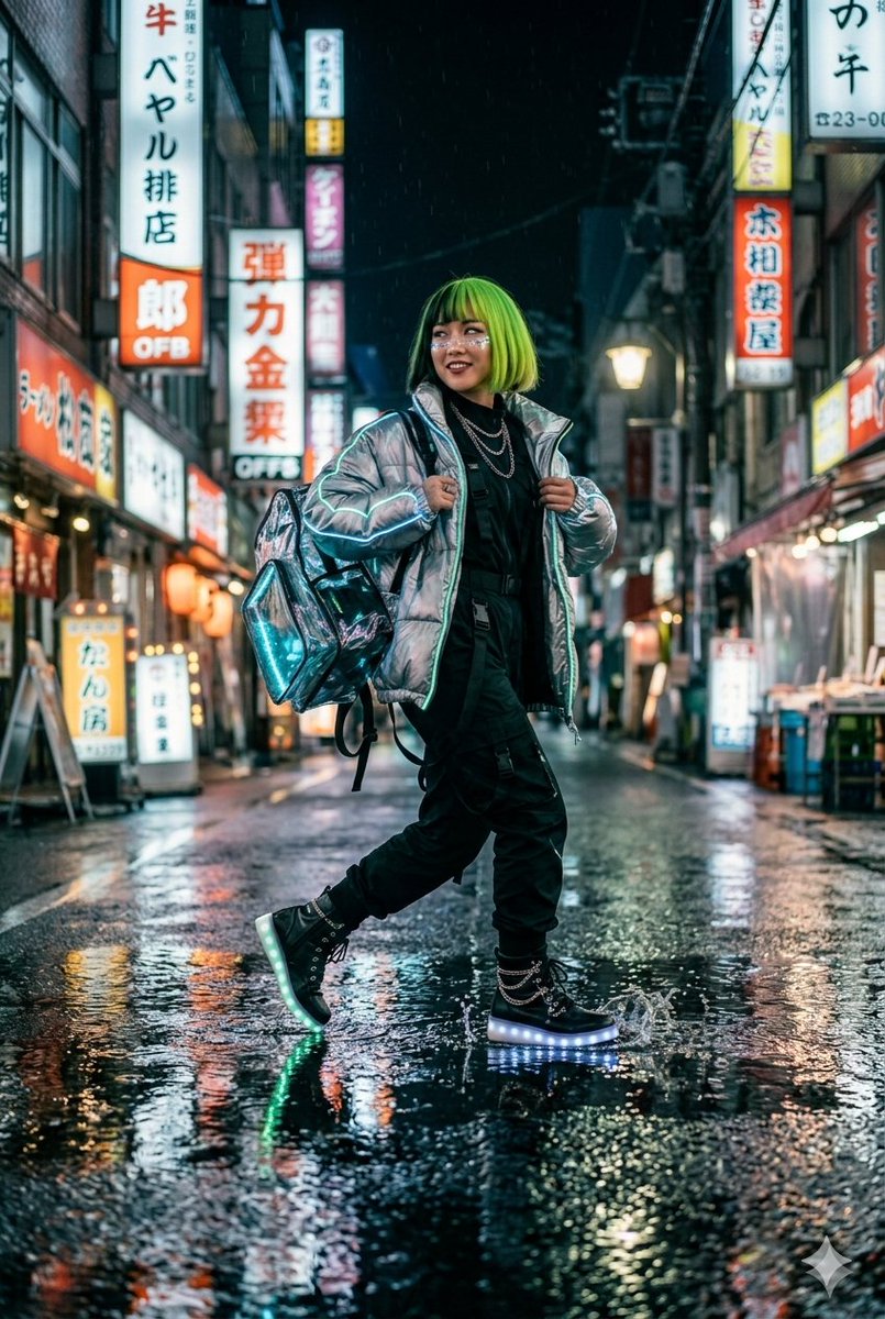 Cyberpunk Techwear Street Shot — example 2