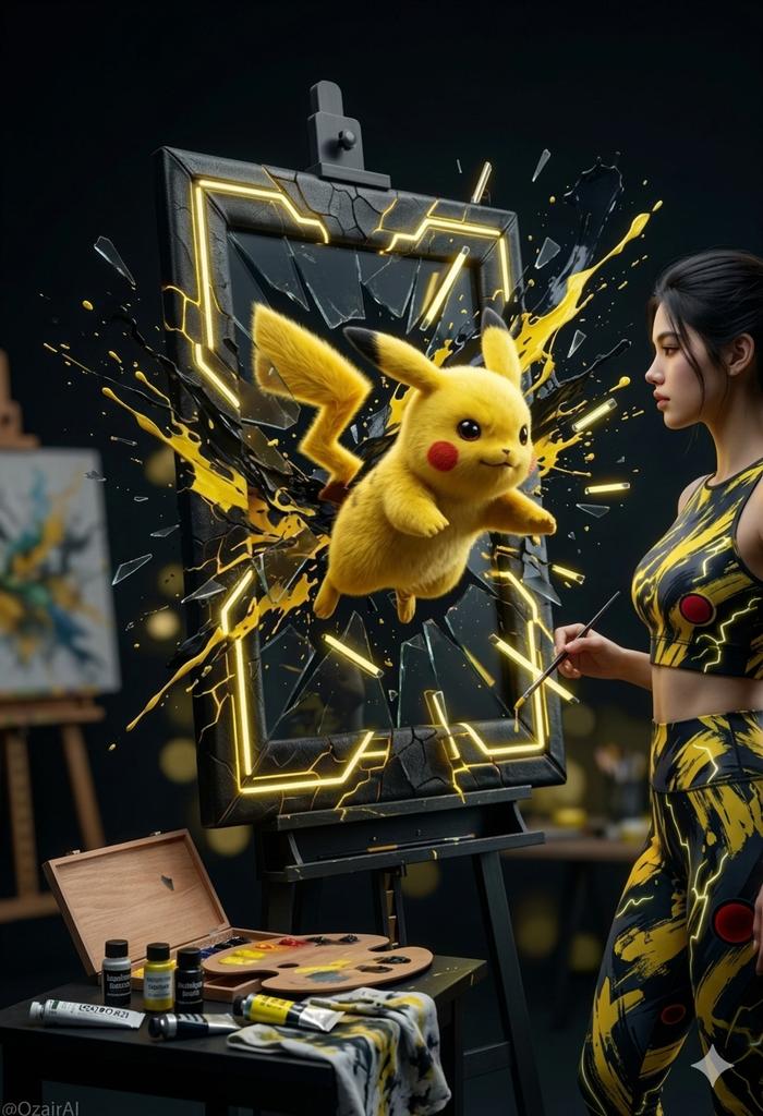 Pikachu Bursting Canvas Art — example 1
