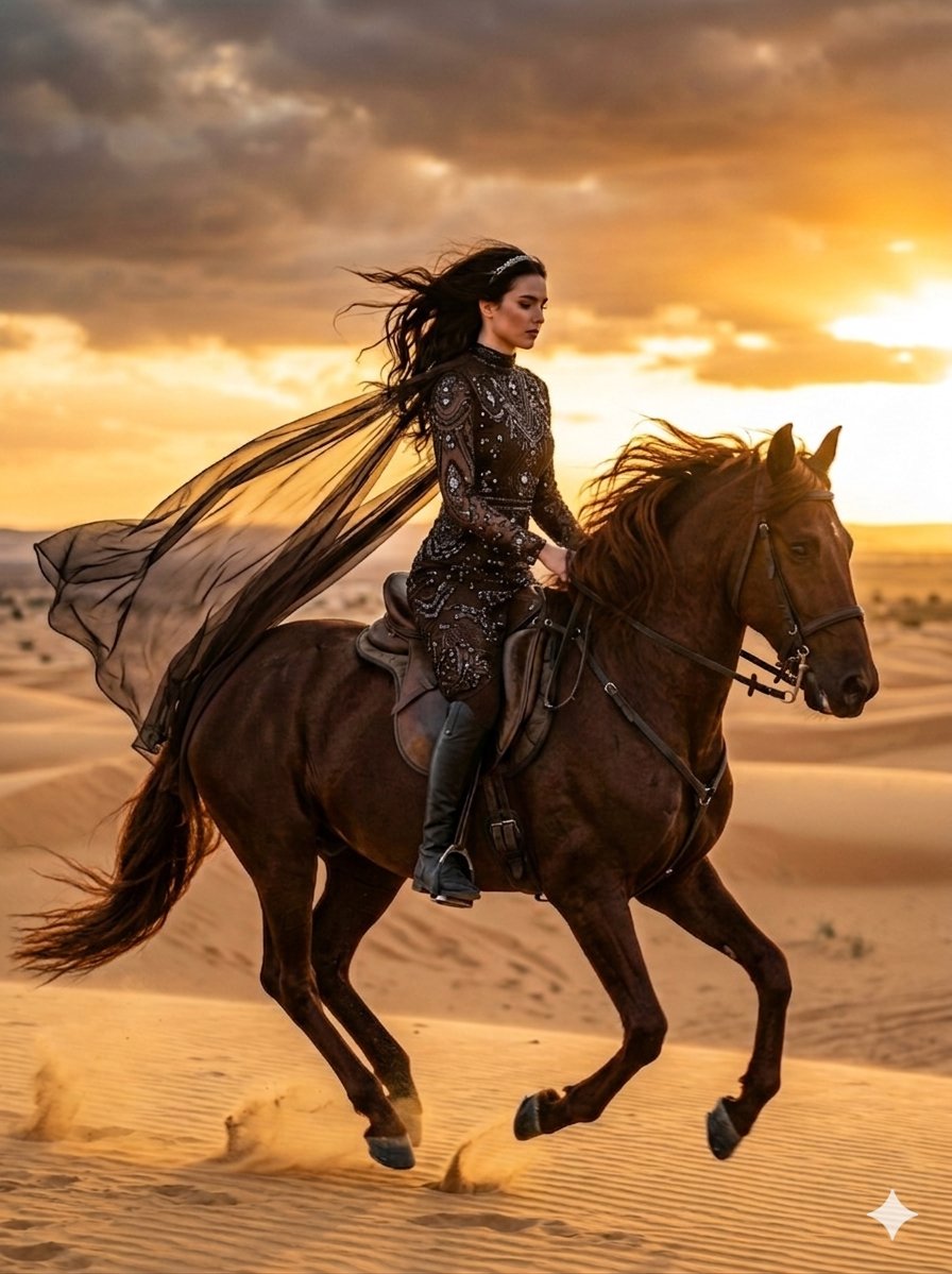 Cinematic Desert Horse Rider — example 1