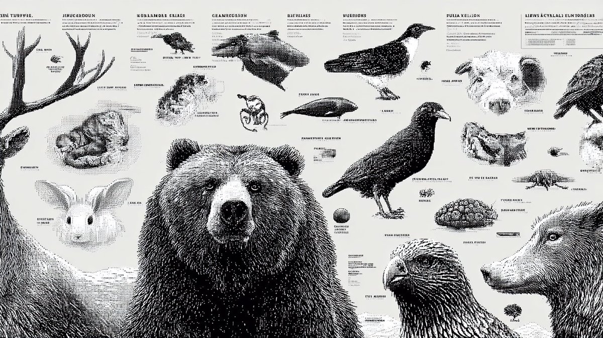 16-bit pixel art poster of black-and-white animals — example 3