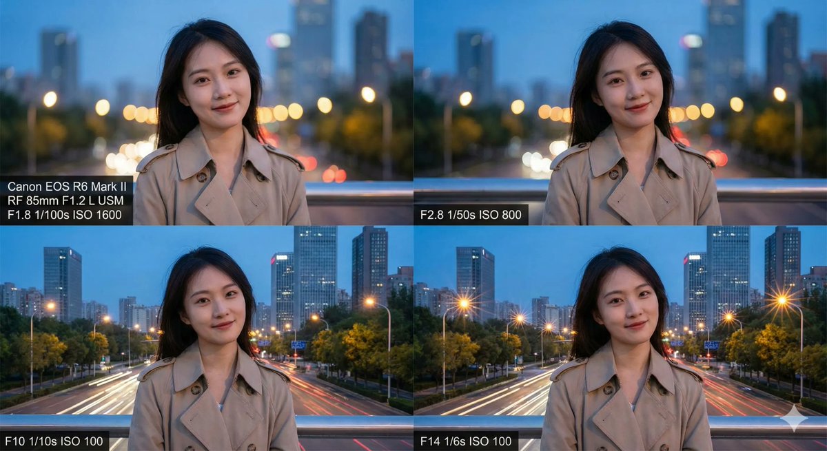 Aperture study portrait series of a model at dusk — example 1