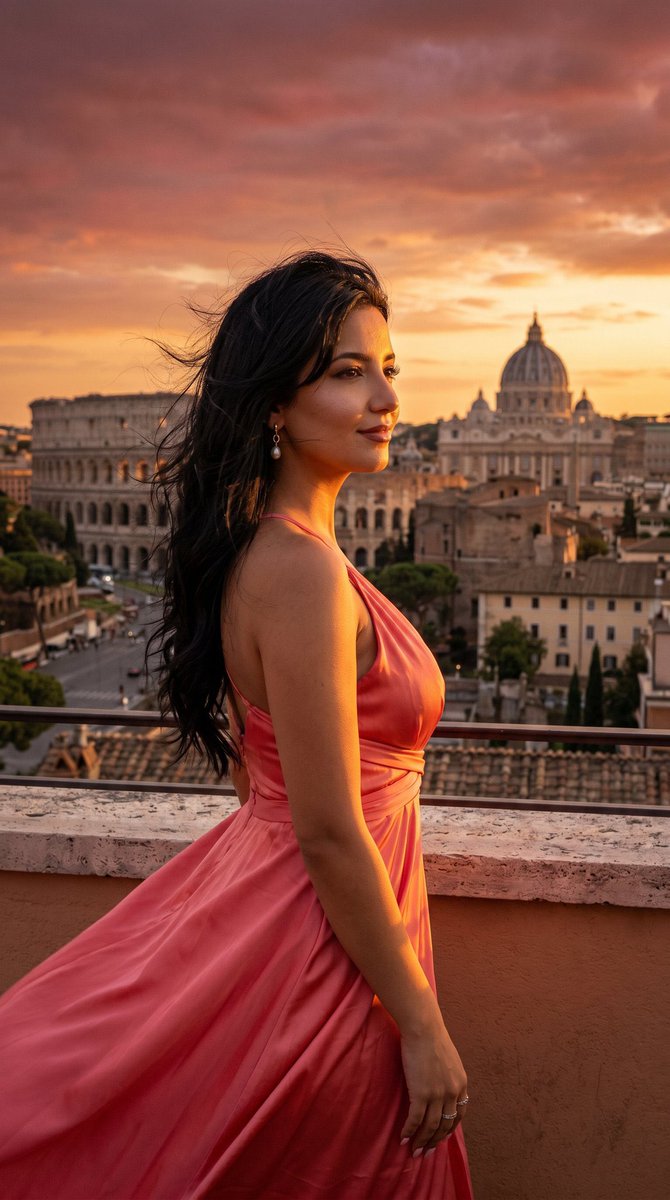 Rome Skyline Sunset Cinematic Portrait — example 1