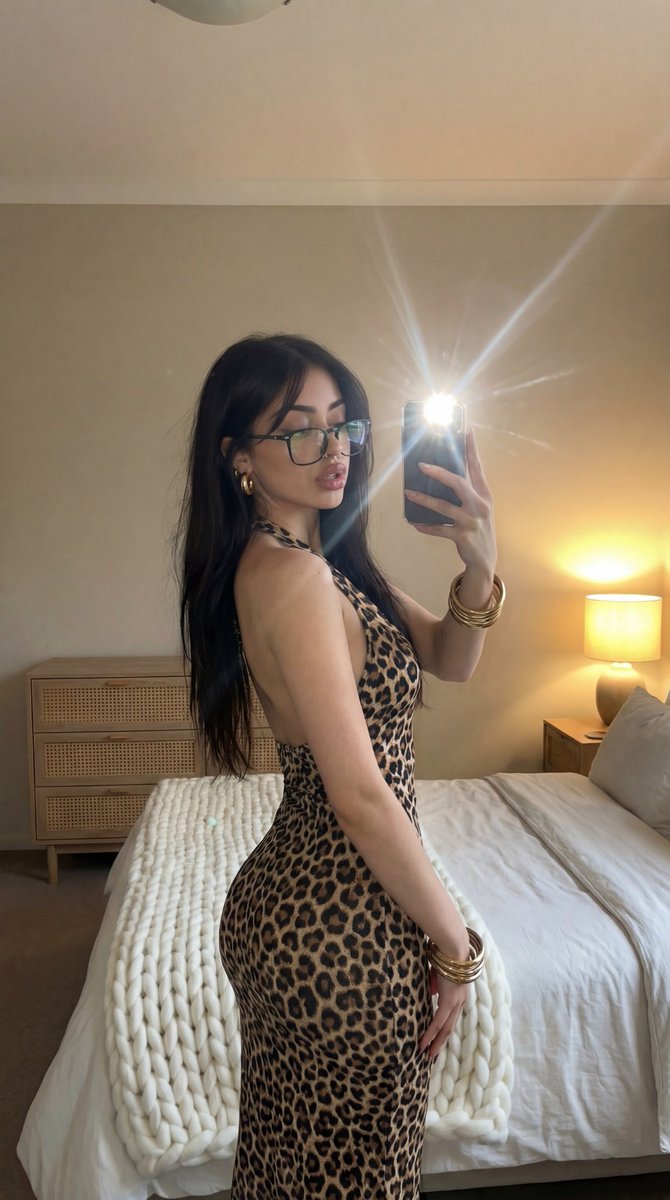Leopard Print Mirror Selfie Prompt — example 1