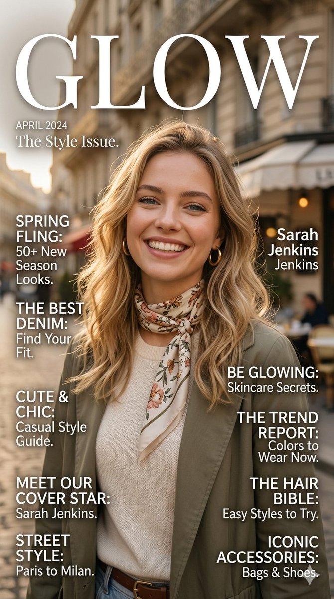 Glow Fashion Magazine Cover Prompt — example 1
