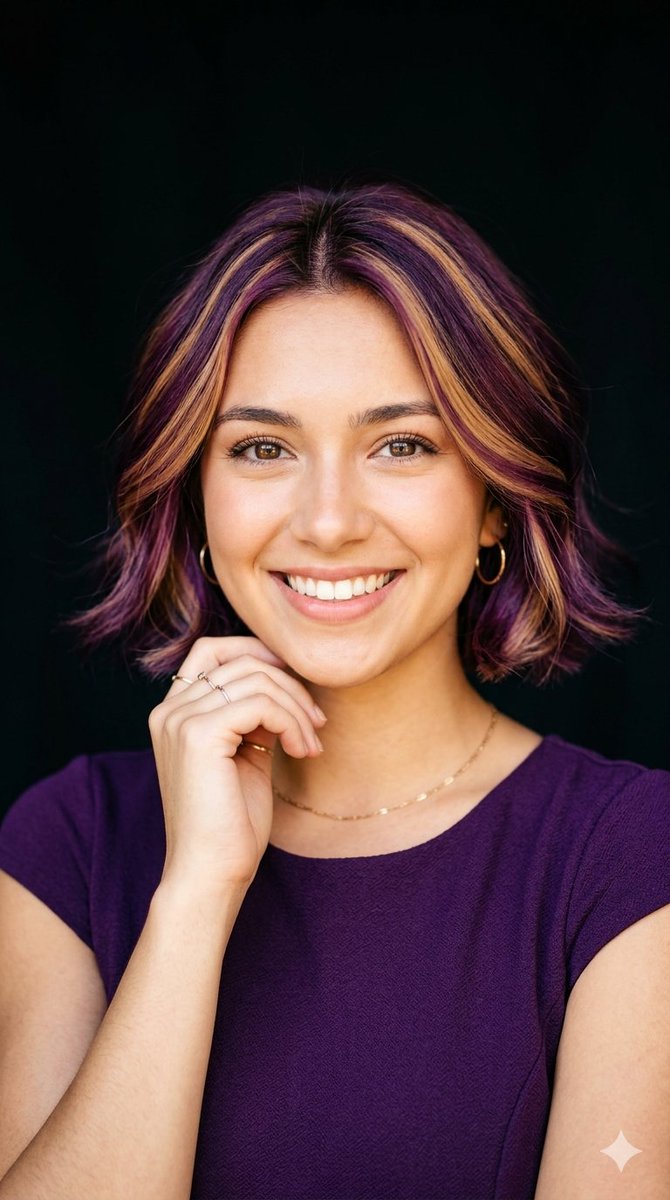 Radiant Purple Bob Portrait — example 1