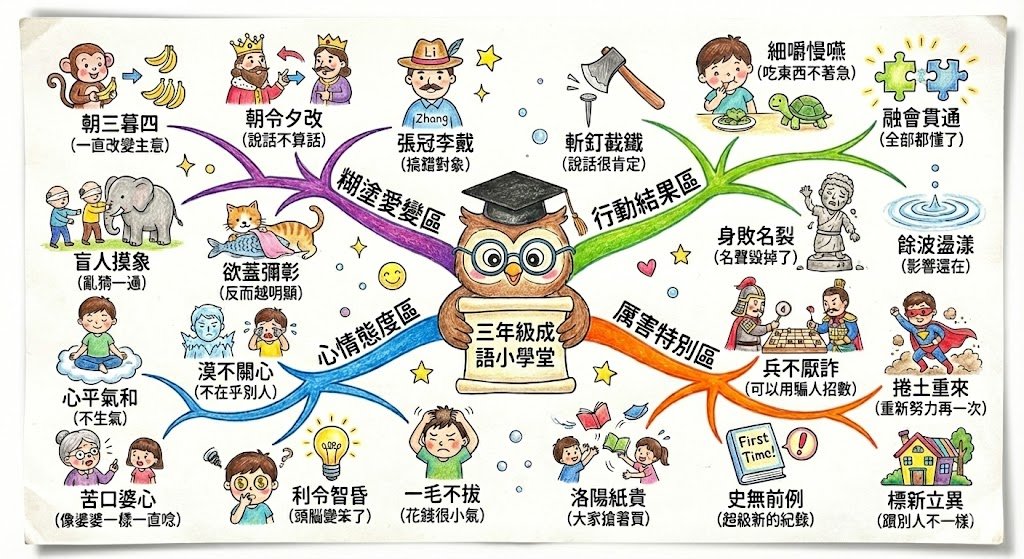 Hand-drawn mind map for explaining Chinese idioms — example 1