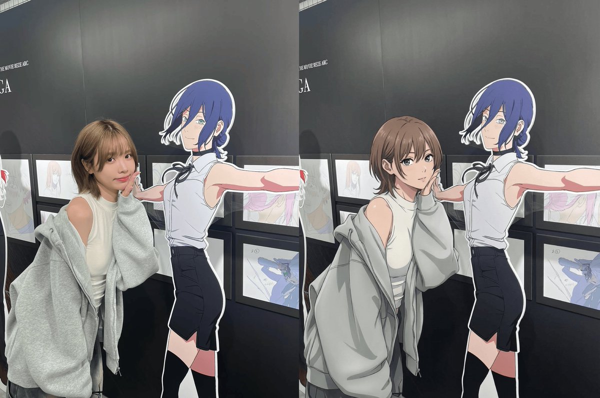 Modern anime-film style, only modify left girl — example 1