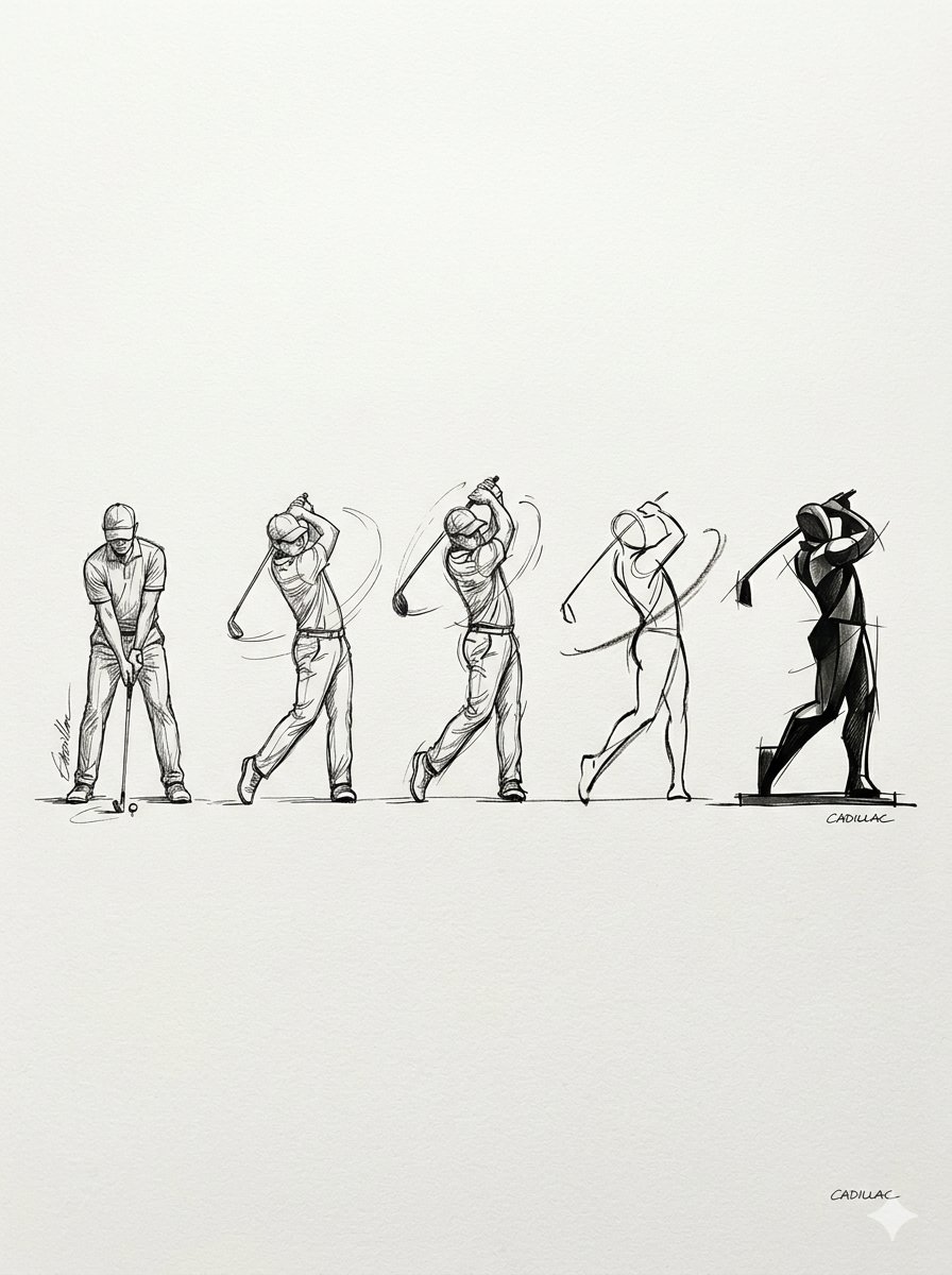 Progressive Golf Swing Artistic Sketch — example 1