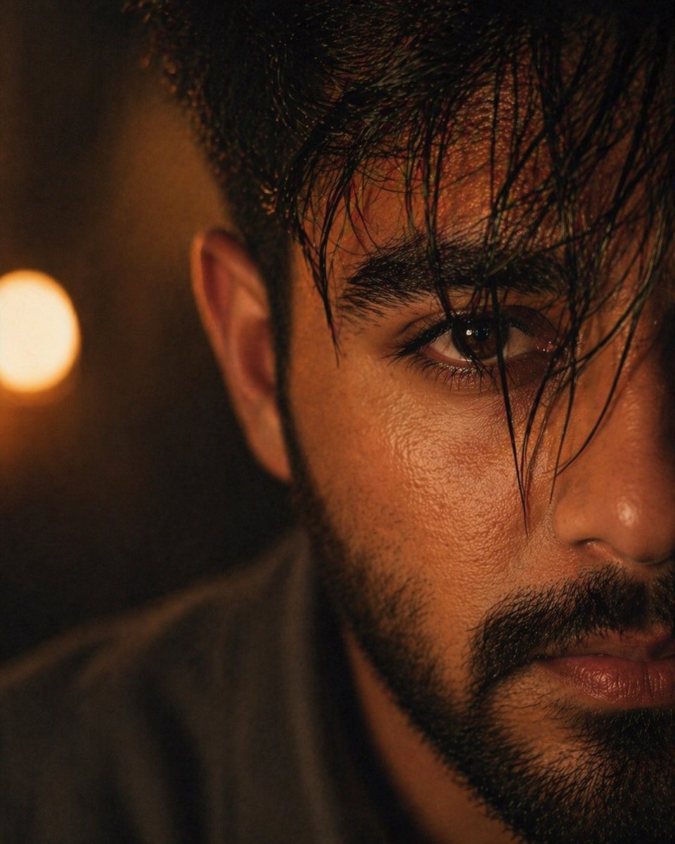 Moody Cinematic Close-up Male Portrait — example 1
