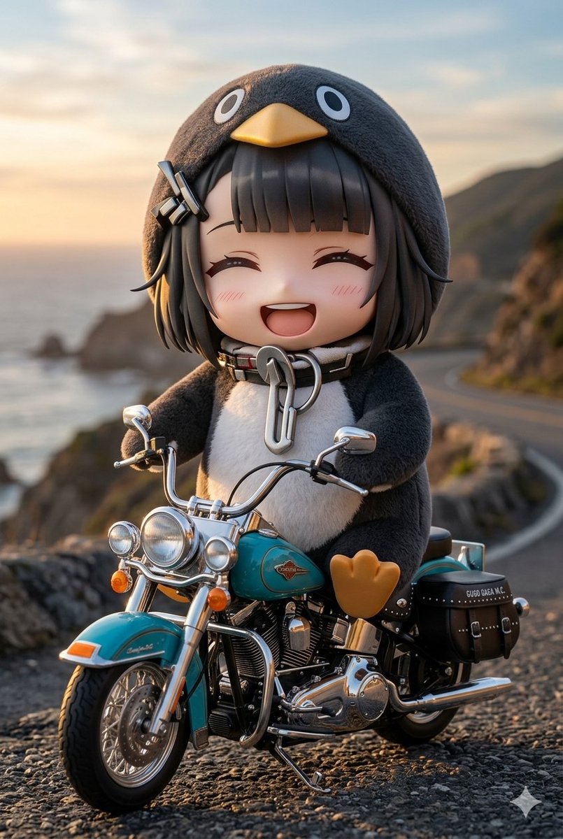 Chibi Penguin on a Motorcycle — example 1