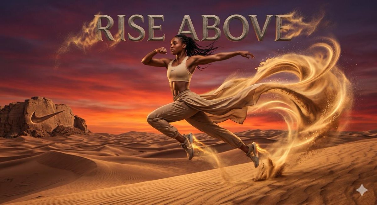 Surreal desert athletic campaign — example 1