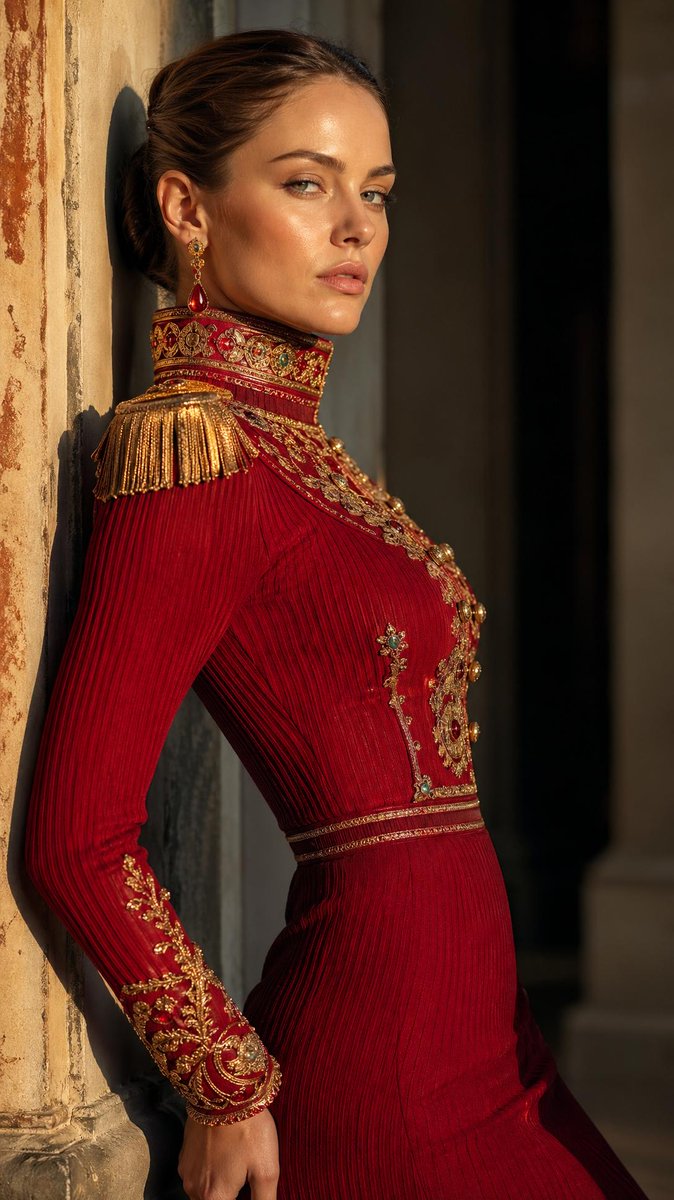 Regal Military-Inspired Fashion Model — example 2