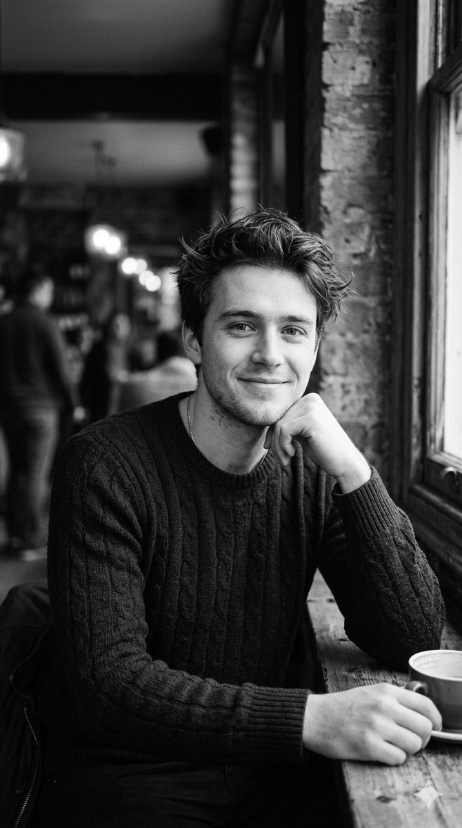 Black and White Cafe Portrait — example 1