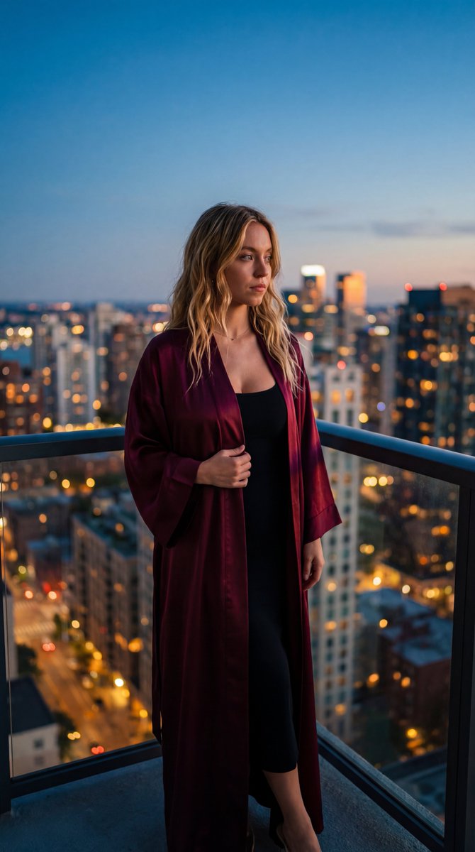 Silk Kimono Balcony Portrait — example 1
